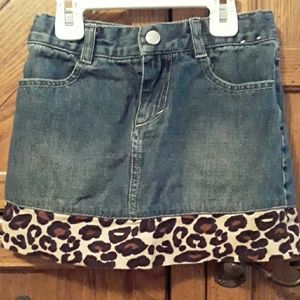 Gymboree, leopard print jean skirt
